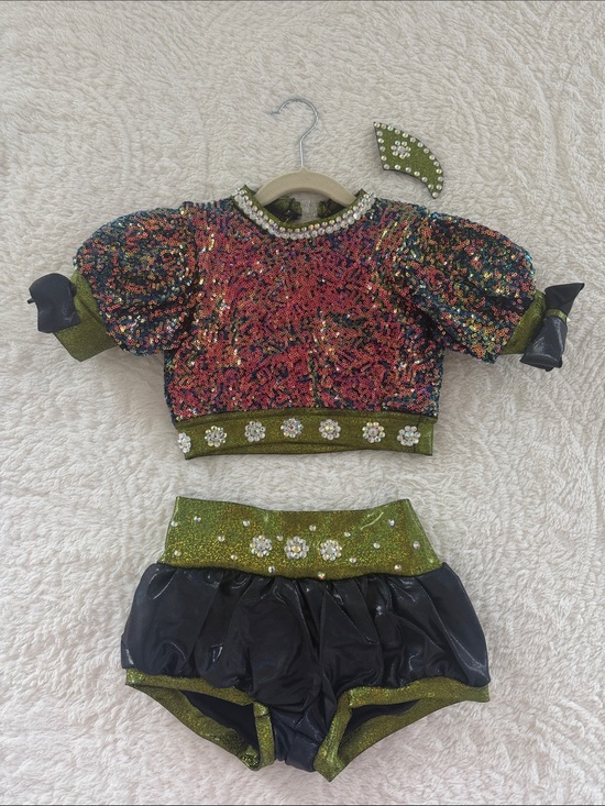 Other - Sparkling Green & Multi Sequin Kids Costume Set